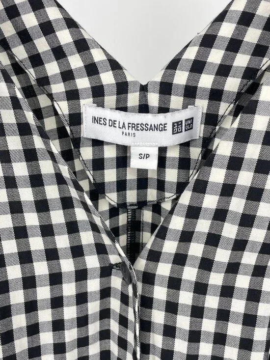 Uniqlo x Ines de la Fressange Paris Black White Gingham Midi Dress Small - Picture 4 of 7